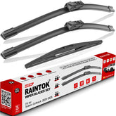 Raintok front pack shot showing 3-piece wiper set and fit information