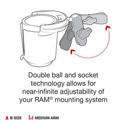 RAM MOUNTS arm and B-size ball joint detail offering flexible positioning benefit