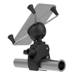 RAM MOUNTS X-Grip holding a large phone in the open-corner cradle for easy access