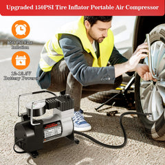 Ranallto air compressor close-up with gauge highlighting fast inflation