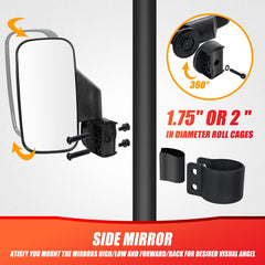 RANSOTO mirrors mounted on UTV roll bar demonstrating improved rear visibility