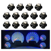 RAVSOFT front view of 14-pack blue LED bulbs showing neat arrangement and benefit of easy replacement