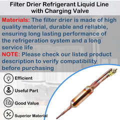 REAXOAL charging valve and 1/4" flare connection detail, enabling easy service access