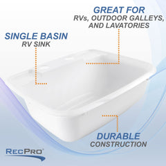 RecPro sink with included drain stopper and installation hardware for easy setup