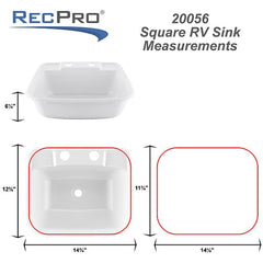 RecPro sink side profile displaying 6 inch depth and slim RV-compatible height