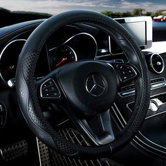 Red Rain front view showing black leather cover enhancing steering wheel grip