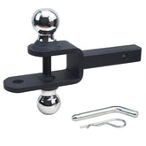REDTEE front view of hitch showing both balls and receiver shank for versatile towing