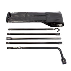Reeauto front view of complete spare tire tool kit in bag for quick roadside use