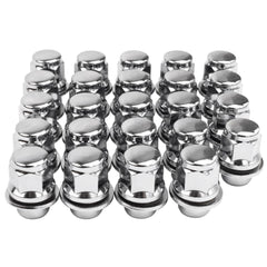 Reeauto lug nuts front view showing 24-piece chrome set and secure fit benefit