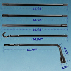 Reeauto assembled hook and extensions demonstrating reach for lowering spare tire