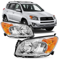 Reinko front view of chrome headlight pair showing OE-style fit and clean finish