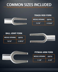 ReluxGo 1-1/8" pitman arm fork close-up showing forged steel strength