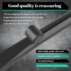 Rendasun tire irons in use prying a heavy truck tire for faster roadside repairs