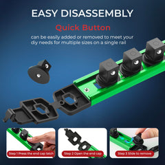 Reniteco clip detail with visible spring-loaded steel ball bearing securing a socket for reliable hold