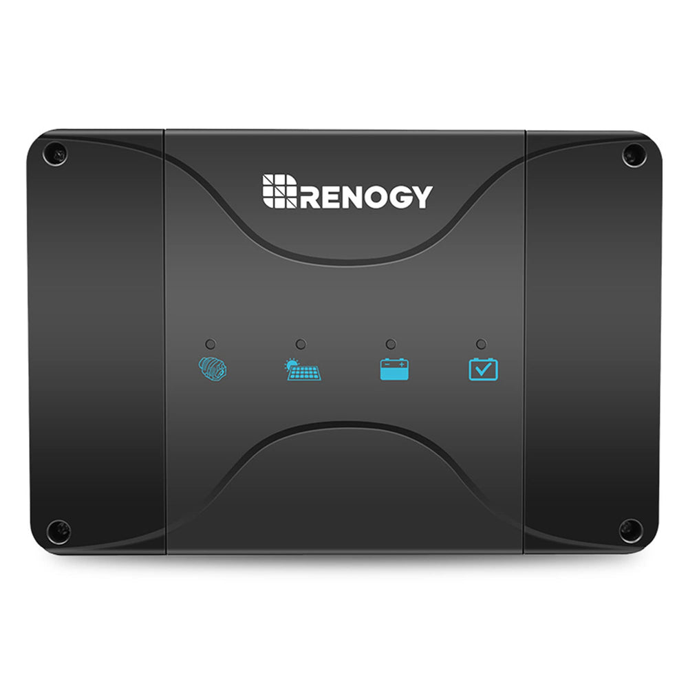 Renogy front panel view showing controls and status LEDs for easy monitoring