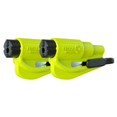 RESQME front view showing compact yellow housing and keyring attachment, quick access benefit