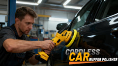 Restick side profile attached to DEWALT 20V battery, battery compatibility benefit
