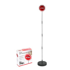 Reswish front profile assembled showing compact parking stop sign and clear placement benefit