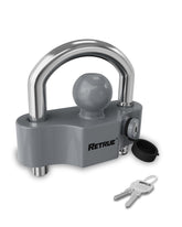 RETRUE front view showing lock on trailer coupler, secures trailer quickly