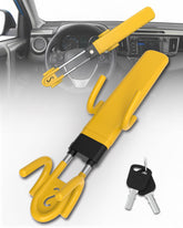 RETRUE front view of yellow steering wheel lock showing deterrent benefit