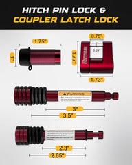 RETRUE two hitch pins side-by-side showing different diameters for versatility