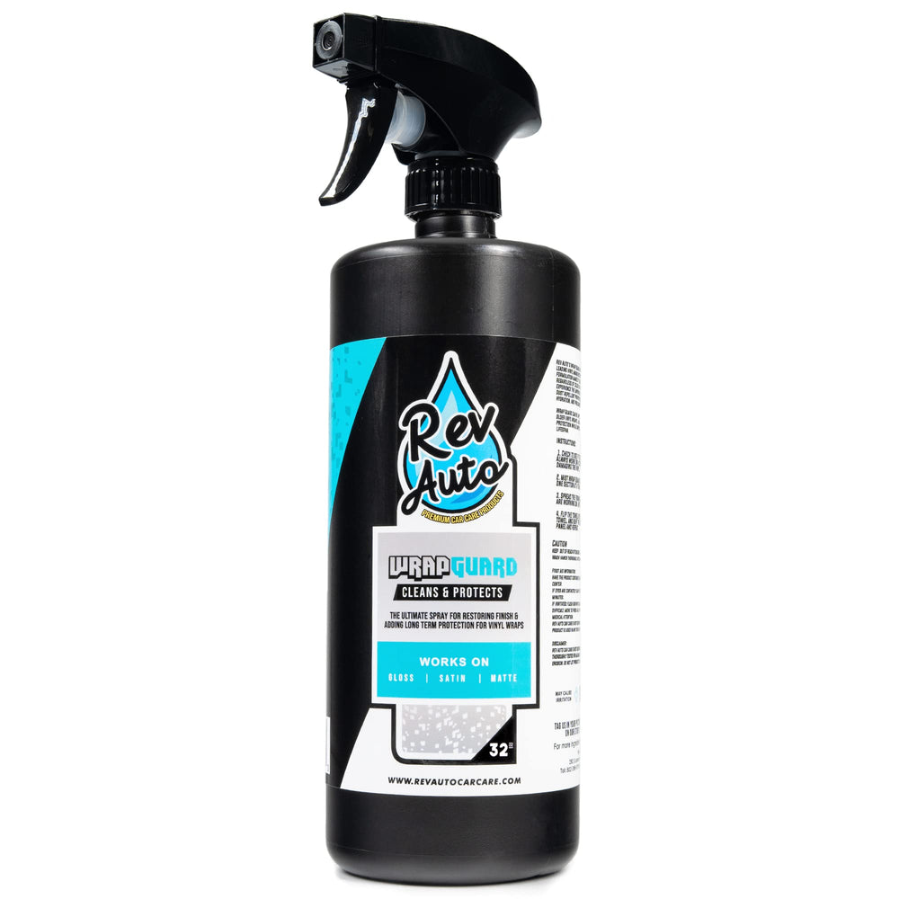 Rev Auto front bottle view showing product branding and size benefit of clear labeling