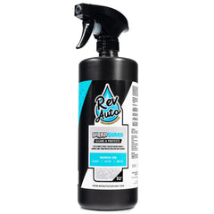 Rev Auto front bottle view showing product branding and size benefit of clear labeling