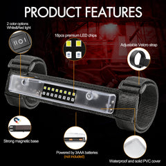 Rfroad Lighting Velcro strap fastening to a roll cage showing secure attachment and versatility