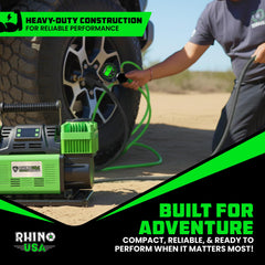 Rhino USA heavy-duty battery clamps and long cables—secure 12V connection at distance