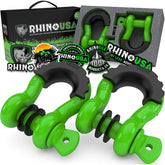 Rhino USA front view of two D ring shackles showing sturdy build and easy fit