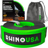 Rhino USA front packaging view showing tow strap and rating benefits