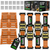 Rhino USA front view showing chocks and straps, clear organization for fast setup