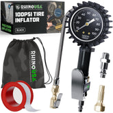 Rhino USA front view of inflator-gauge showing dial and hose benefit quick readings