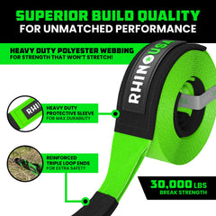 Rhino USA webbing texture detail highlighting polyester weave and weather-resistant durability