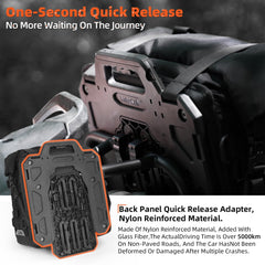 Rhinowalk side profile mounted on motorcycle illustrating universal fit and stability