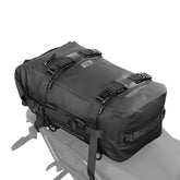 Rhinowalk tail bag front view showing secure buckles and compact benefit