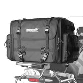 Rhinowalk tail bag front view showing storage and sturdy build for reliable touring