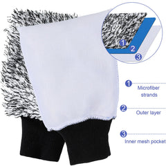 Riakrum mitt worn on hand showing secure fit and safer cleaning control