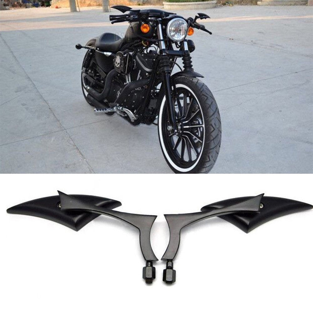 Rich Choices front view mirror pair showing sleek spear-blade design for visibility