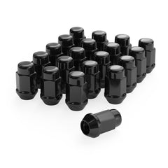 Richeer front view of 20 black lug nuts showing finished appearance and protection