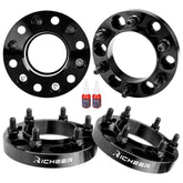 Richeer front view of four spacers showing fitment and finish, adds wider track