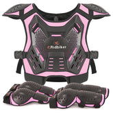 RIDBIKER front chest protector showing coverage and secure fit