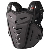 RIDBIKER front view of vest showing full chest protection and secure fit