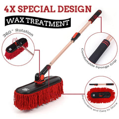RIDE KINGS litchi-grain leather mop head close-up for secure 360° rotation
