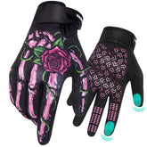RIGWARL front view of pink skeleton gloves showing full-finger protection and style benefits
