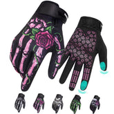 RIGWARL pink skeleton gloves front view showing style and full-finger protection
