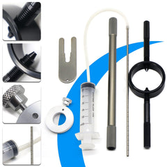 RJSPHH spring compressor installed on a fork, making safe spring removal simple
