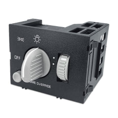 RLP headlight switch front view showing green-lit knob and clear markings for easy replacement