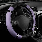 Road Comforts front view of purple leather cover showing fit and color benefit