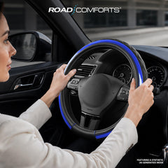 Road Comforts side profile installed on wheel showing snug anti-slip fit benefit